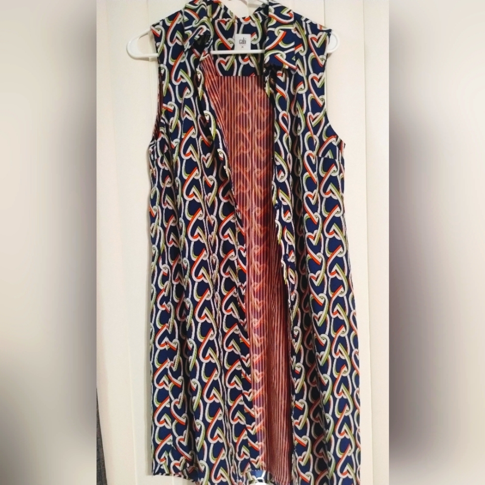 Cabi- Collared Button Front Heart Link Sleeveless… - image 2